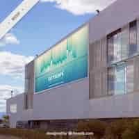 Gratis PSD outdoor billboard op een modern gebouw