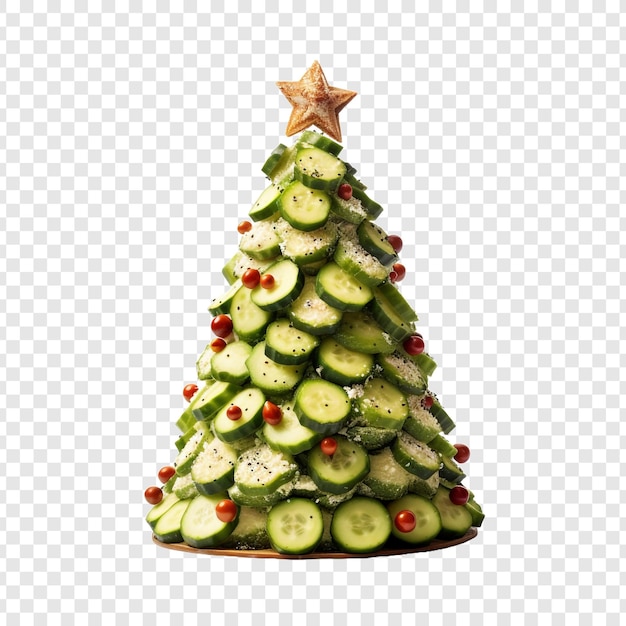 Gratis PSD outdoor kerstboom gemaakt met komkommerbrood en kaas geïsoleerd op transparante achtergrond