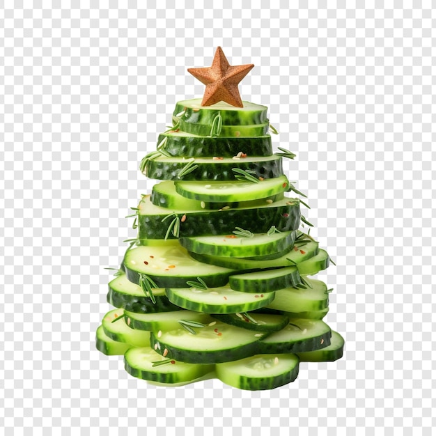 Gratis PSD outdoor kerstboom gemaakt met komkommerbrood en kaas geïsoleerd op transparante achtergrond