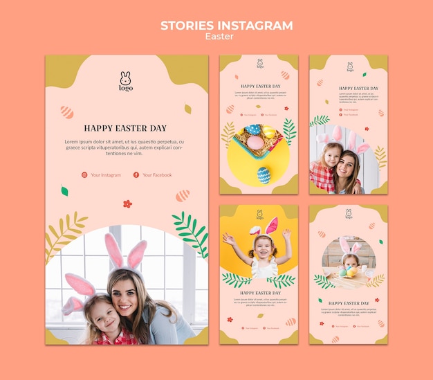 Gratis PSD paasdag festival instagram verhalen