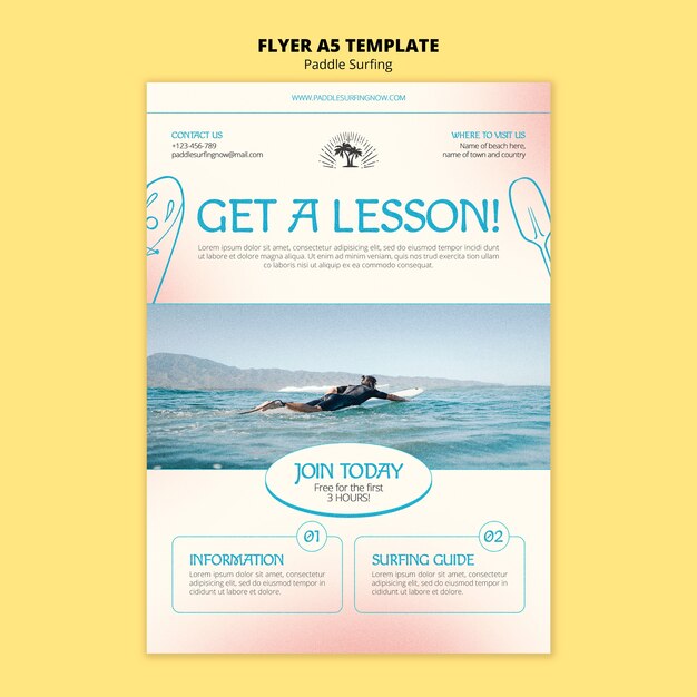 Paddle surf verticale flyer-sjabloon