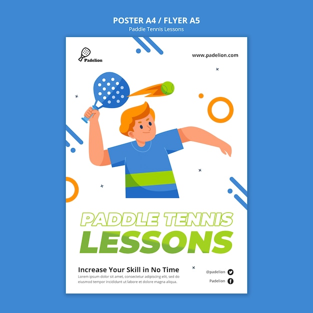 Gratis PSD paddle tennislessen poster/flyer sjabloon