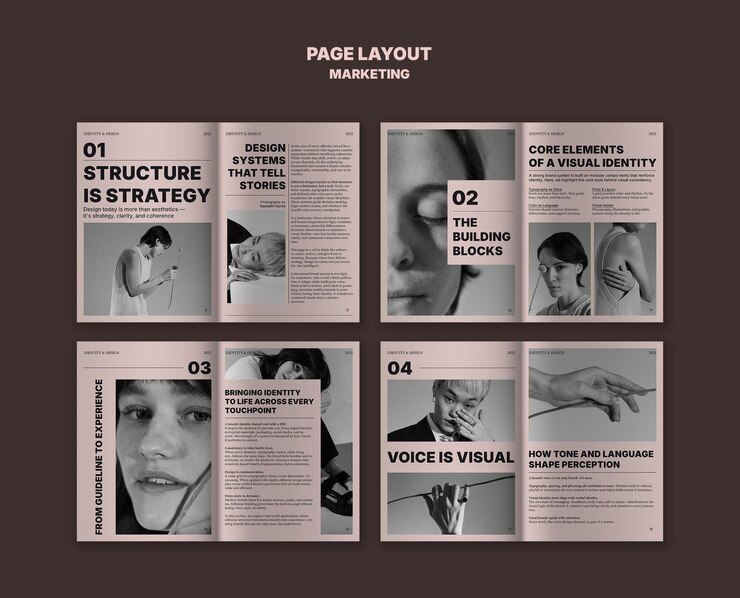 PSD gratuito page layout for marketing magazine template