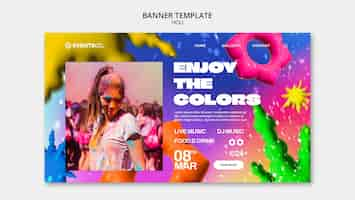 PSD gratuito la página de aterrizaje de la celebración del festival de holi.