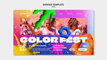 PSD gratuito la página de aterrizaje de la celebración del festival de holi.