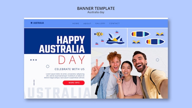 Página de aterrizaje de diseño plano de australia day