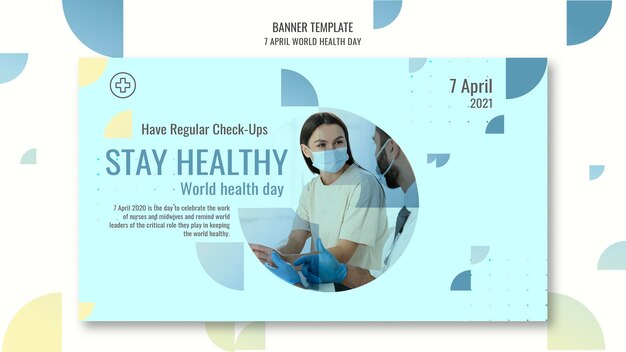 Página de banner horizontal del día mundial de la salud con foto