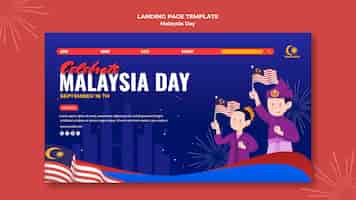 PSD gratuito página de destino para la celebración del día de malasia