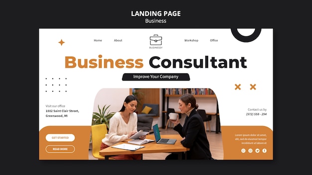 página de destino del consultor de negocios