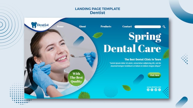 PSD gratuito página de destino para el cuidado dental