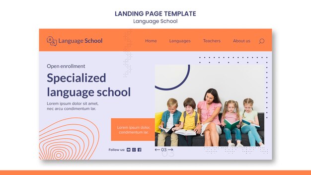 Página de destino de la escuela de idiomas