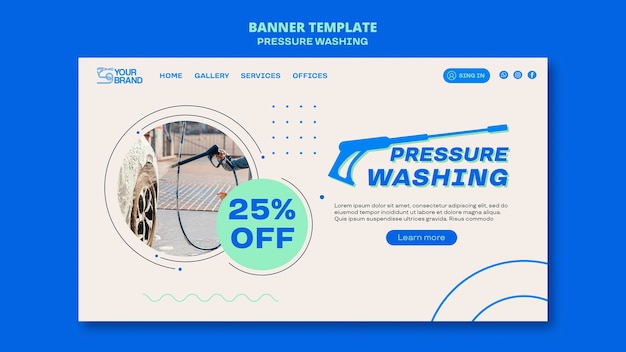 PSD gratuito página de destino del servicio de lavado a presión