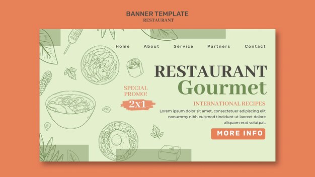 Pagina di atterraggio di apertura del ristorante disegnata a mano