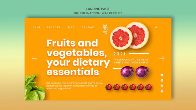 Pagina di destinazione anno di frutta e verdura