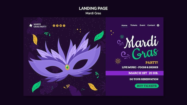 Pagina di destinazione del carnevale del martedì grasso