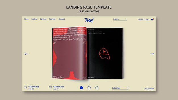 Pagina di destinazione del catalogo di moda Flat Design