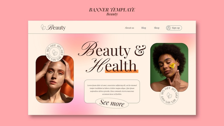 PSD gratuito pagina di destinazione del concetto di bellezza design piatto