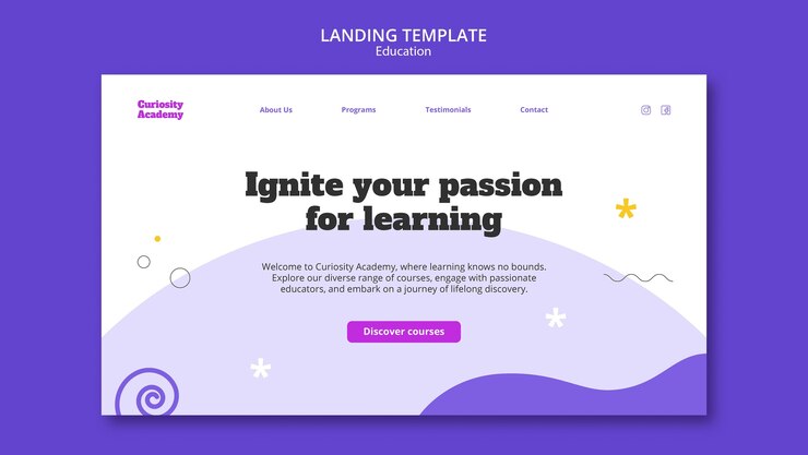 PSD gratuito pagina di destinazione del concetto di educazione al design piatto