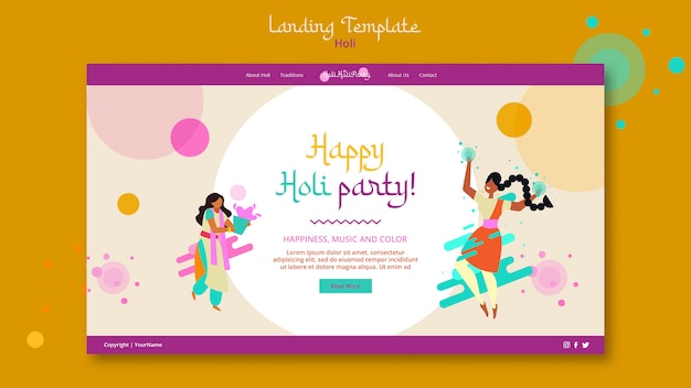 Pagina di destinazione del felice festival di Holi