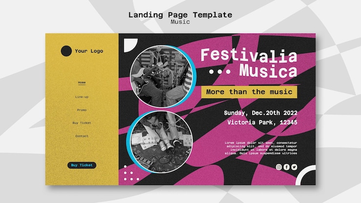 PSD gratuito pagina di destinazione del festival di musica astratta