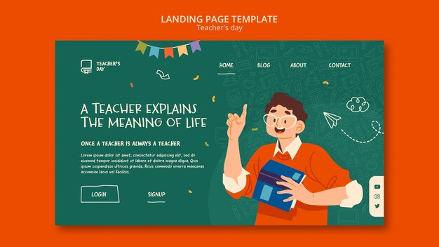 Pagina di destinazione del giorno dell'insegnante di design piatto