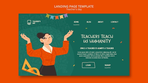 Pagina di destinazione del giorno dell'insegnante di design piatto