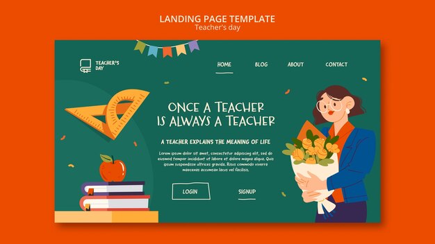Pagina di destinazione del giorno dell'insegnante di design piatto
