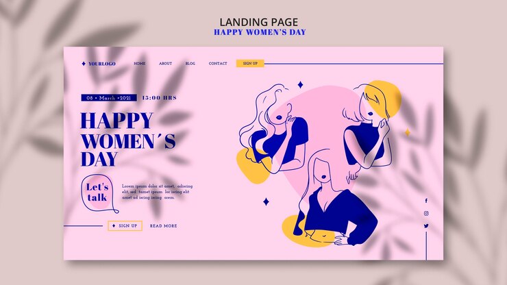 PSD gratuito pagina di destinazione del giorno della donna felice