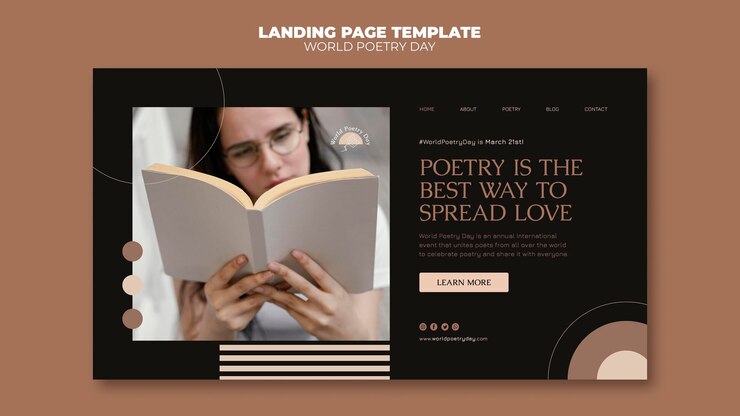 PSD gratuito pagina di destinazione del giorno della poesia