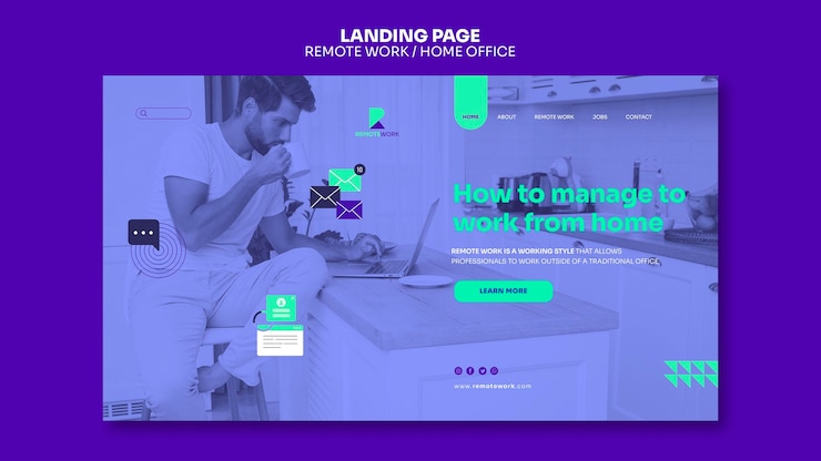 PSD gratuito pagina di destinazione del lavoro remoto