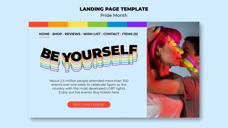 PSD gratuito pagina di destinazione del mese dell'orgoglio