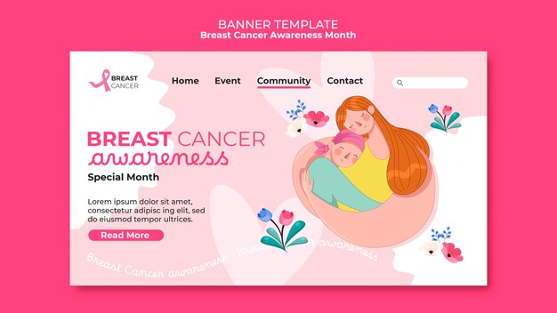 Pagina di destinazione del mese di sensibilizzazione sul cancro al seno