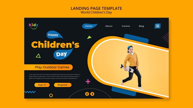 Pagina di destinazione del modello del giorno dei bambini