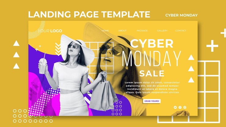 PSD gratuito pagina di destinazione del modello di cyber lunedì