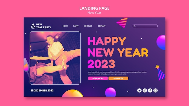 Pagina di destinazione del nuovo anno 2023 sfumata