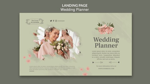 Pagina di destinazione del pianificatore di matrimonio floreale