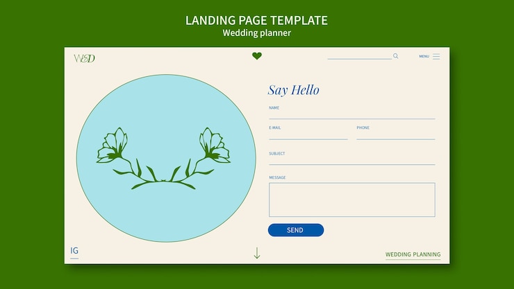 PSD gratuito pagina di destinazione del pianificatore di nozze disegnata a mano
