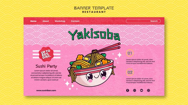 Pagina di destinazione del ristorante asiatico disegnata a mano