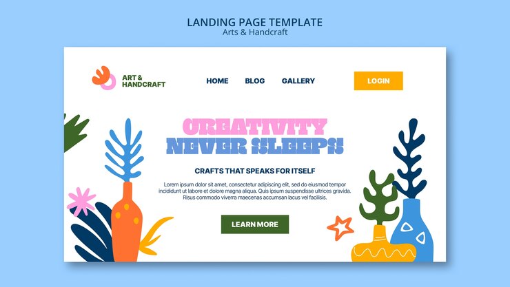 PSD gratuito pagina di destinazione dell'evento artistico e artigianale