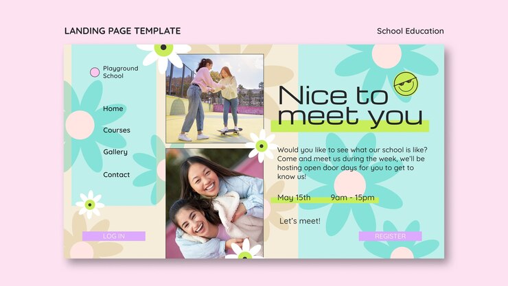 PSD gratuito pagina di destinazione dell'istruzione scolastica flat design