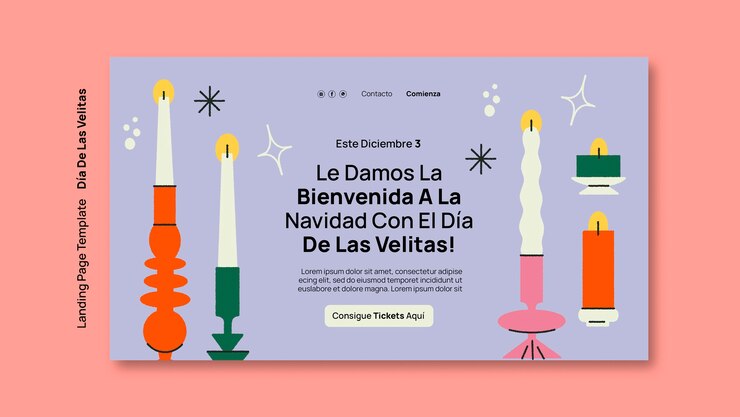 PSD gratuito pagina di destinazione della celebrazione del dia de las velitas