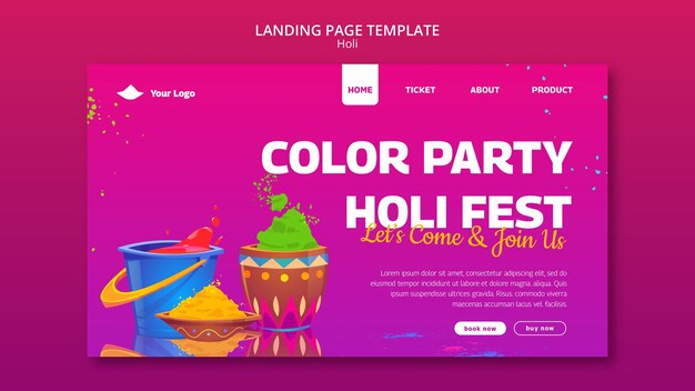 Pagina di destinazione della celebrazione del festival di Holi