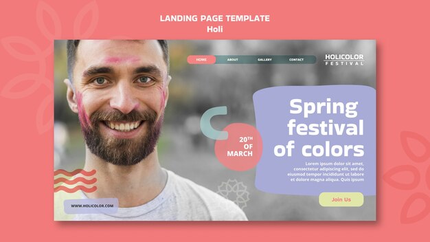 Pagina di destinazione della celebrazione del festival di Holi