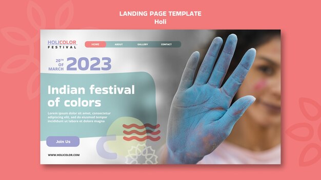 Pagina di destinazione della celebrazione del festival di Holi