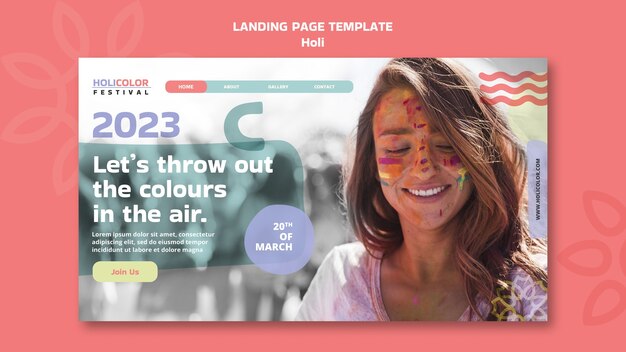 Pagina di destinazione della celebrazione del festival di Holi