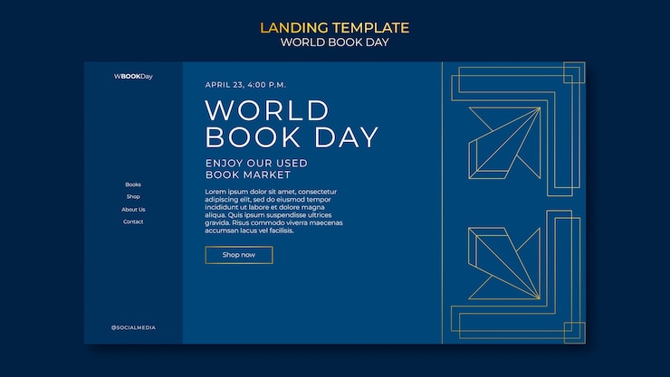 PSD gratuito pagina di destinazione della celebrazione della giornata mondiale del libro