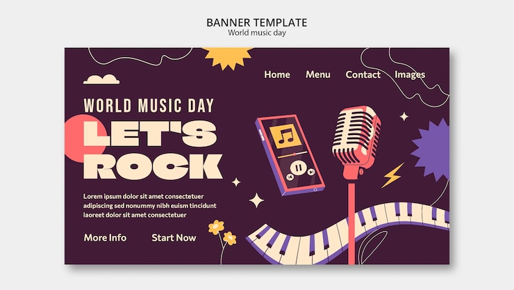 PSD gratuito pagina di destinazione della celebrazione della giornata mondiale della musica