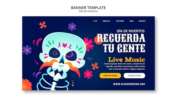 PSD gratuito pagina di destinazione della celebrazione di dia de muertos