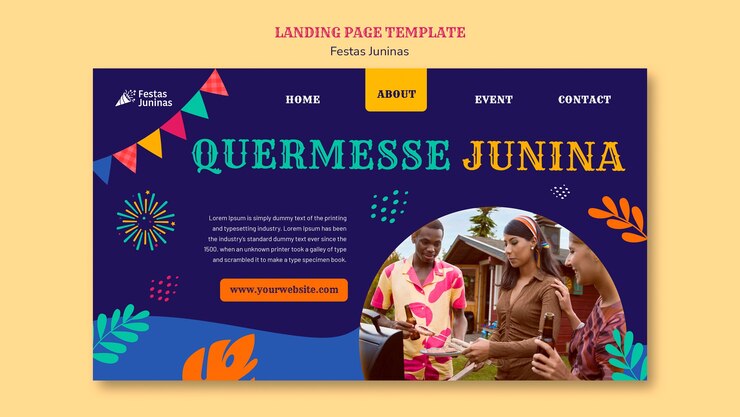 PSD gratuito pagina di destinazione della celebrazione di festas juninas