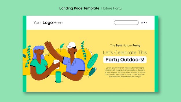 Pagina di destinazione della festa della natura disegnata a mano